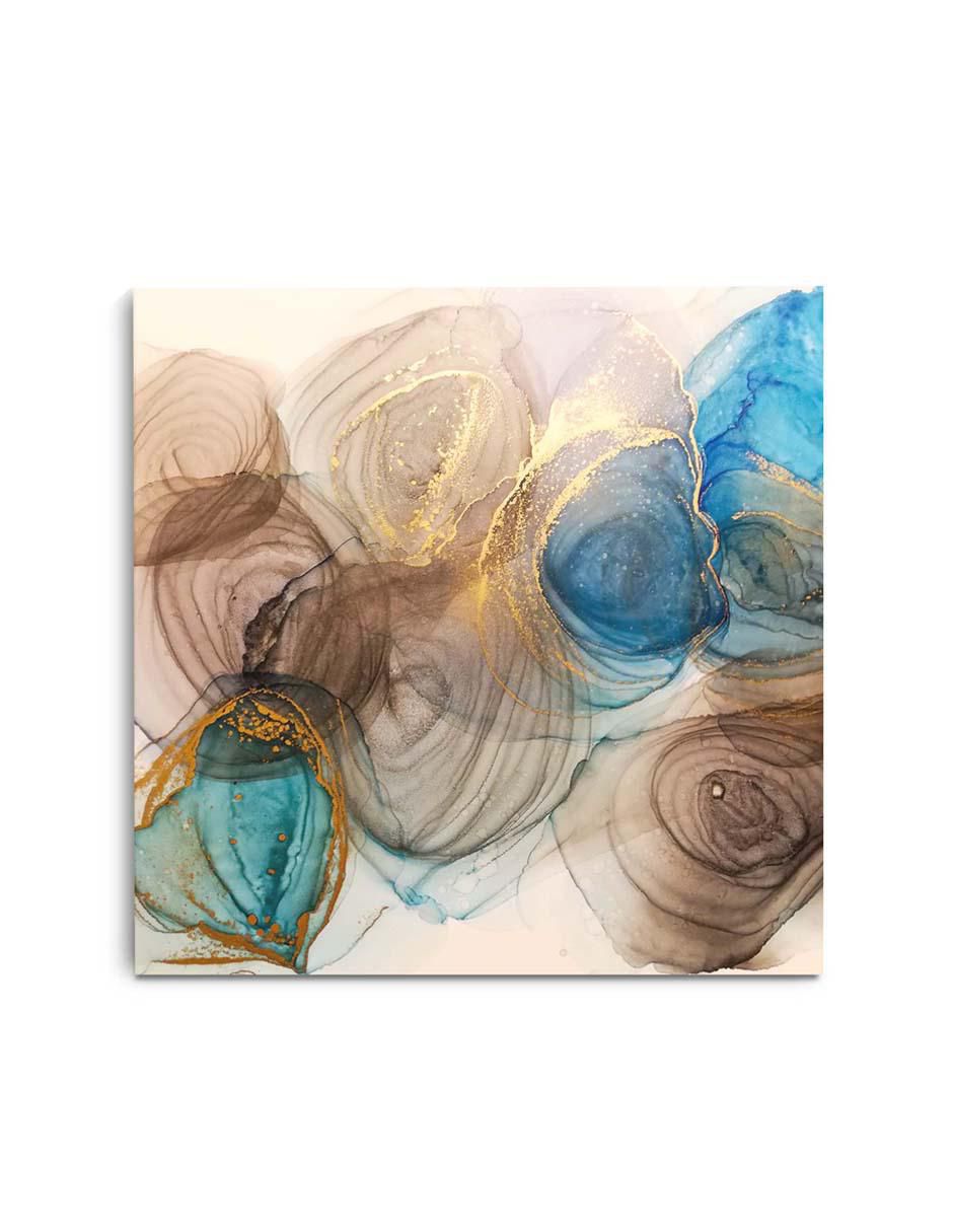 Cuadro decorativo Canvas Art Figuras de humo azules con café con barniz a registro