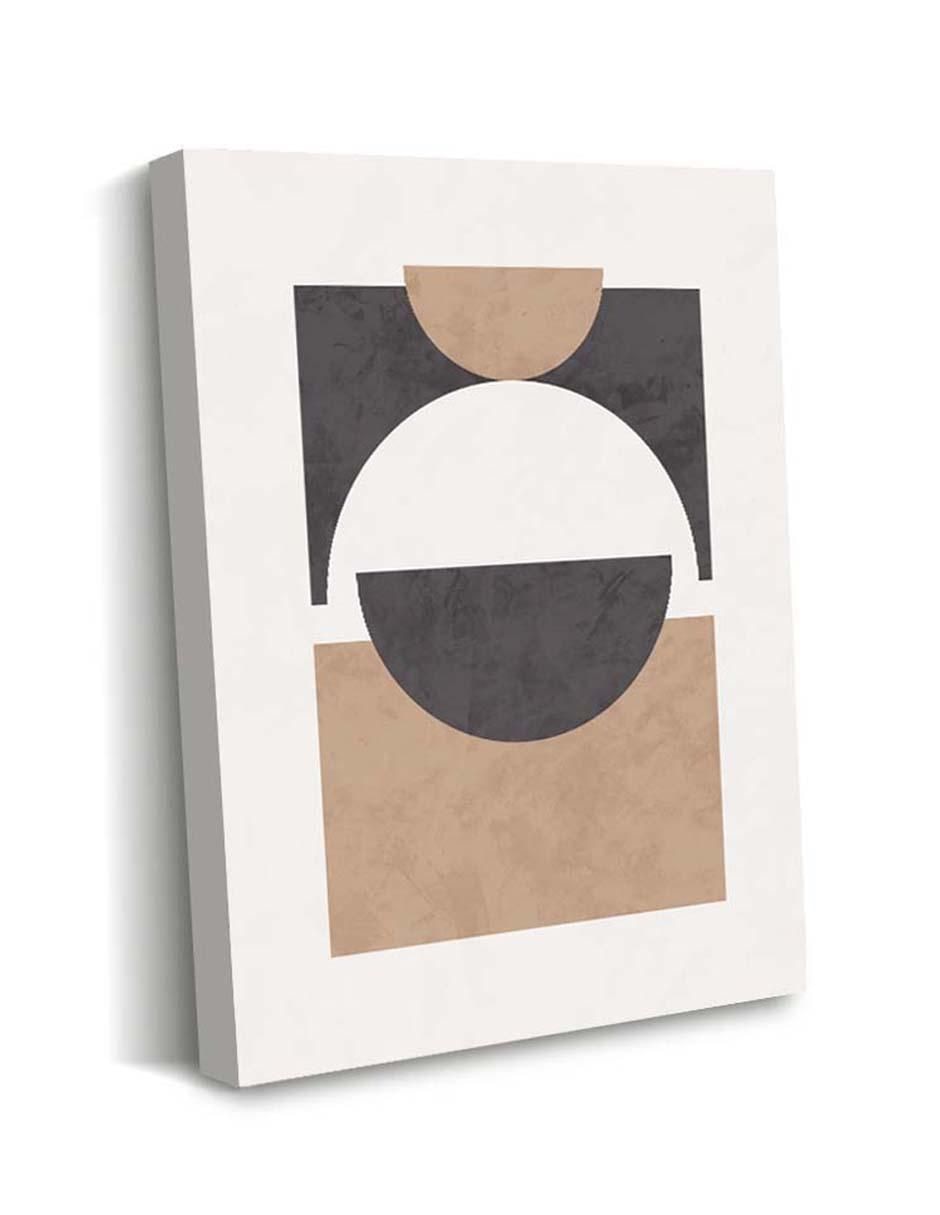 Cuadro decorativo Canvas Art Geometría en arte en café y gris con barniz a registro