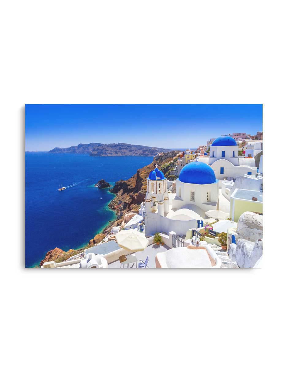 Cuadro decorativo Canvas Art Hermosa ciudad de Oia en la isla con barniz a registro