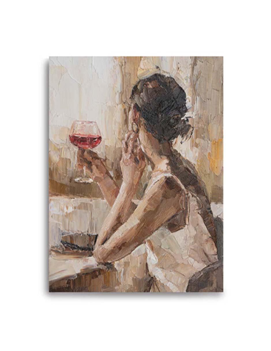Cuadro decorativo Canvas Art Pintura a pincelada de mujer con barniz a registro