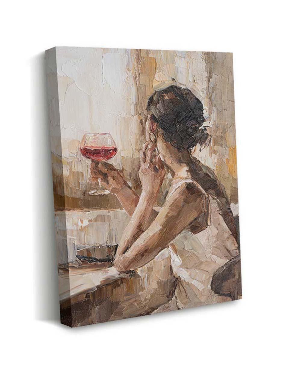Cuadro decorativo Canvas Art Pintura a pincelada de mujer con barniz a registro