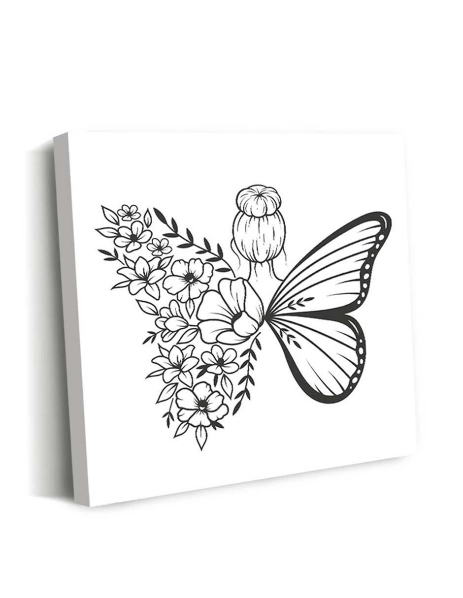 Cuadro decorativo Canvas Art Joven bailarina con alas de mariposa con barniz a registro