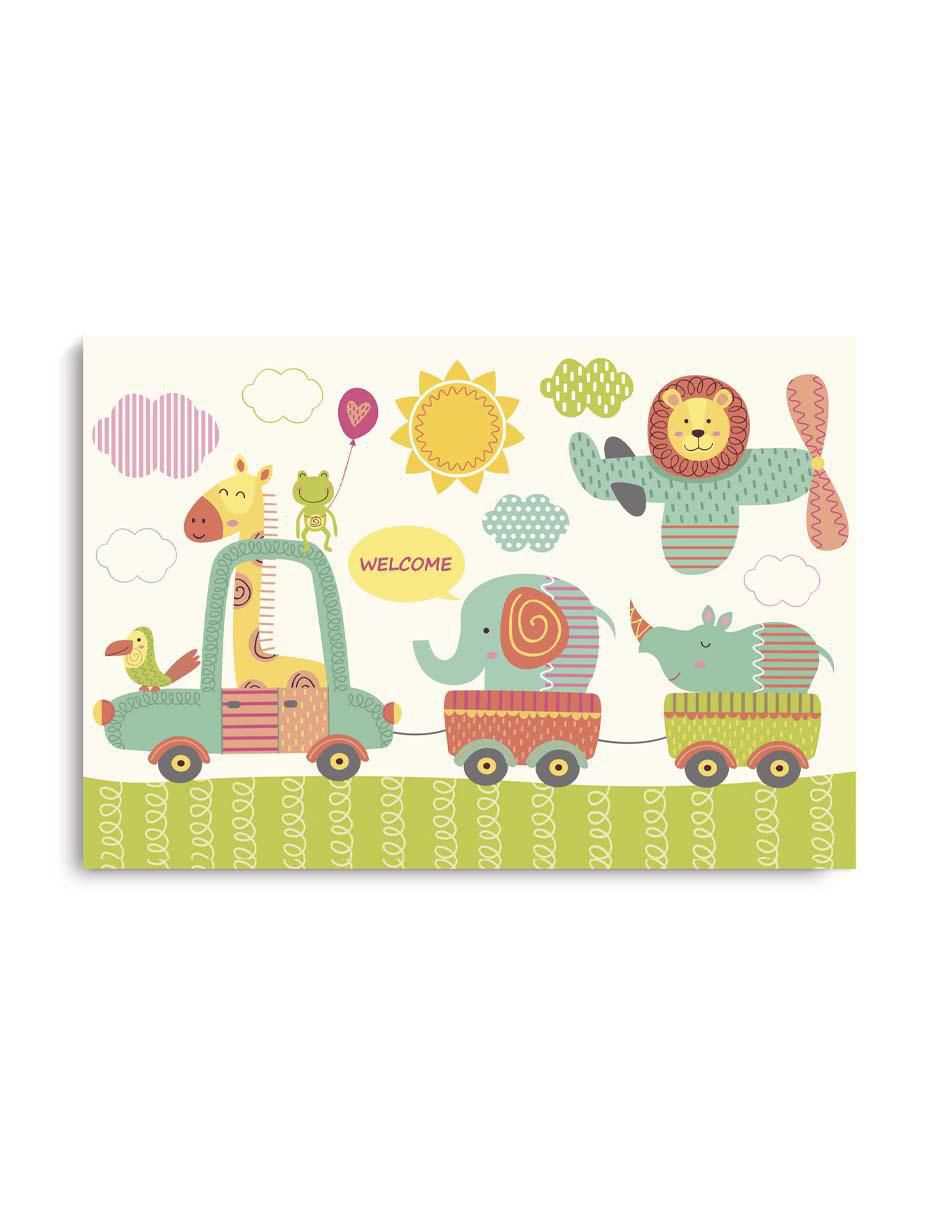 Cuadro decorativo Canvas Art Jungla divertida para bebé con barniz a registro