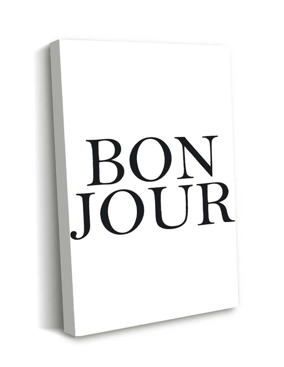 Cuadro decorativo Canvas Art Letras bonjour en negritas con barniz a registro