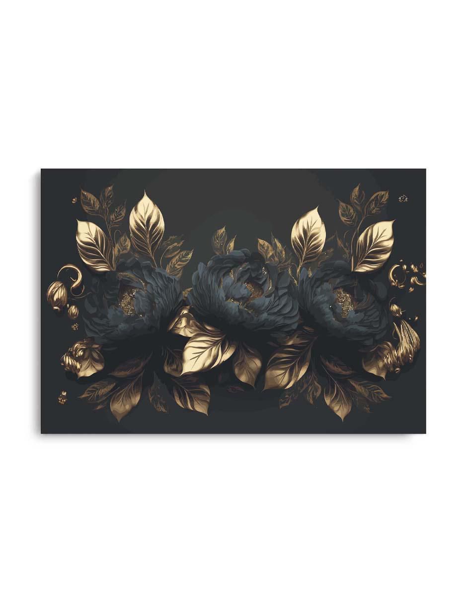 Cuadro decorativo Canvas Art Lujosos elementos florales con barniz a registro