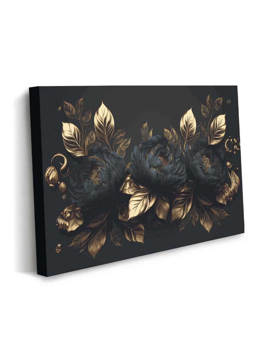 Cuadro decorativo Canvas Art Lujosos elementos florales con barniz a registro