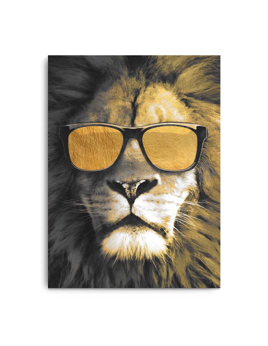 Cuadro decorativo Canvas Art León con gafas con barniz a registro