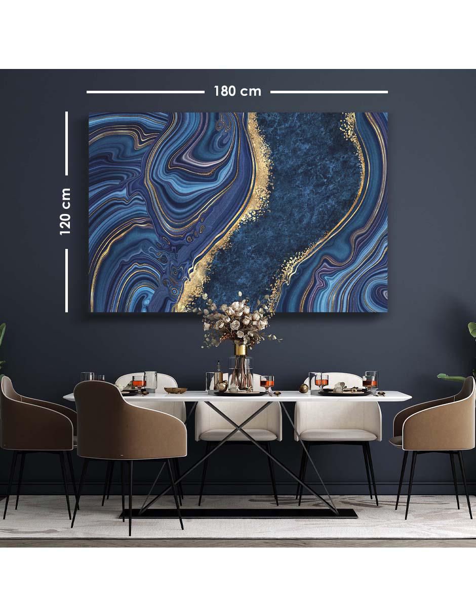 Cuadro decorativo Canvas Art Mármol remolino azul con barniz a registro