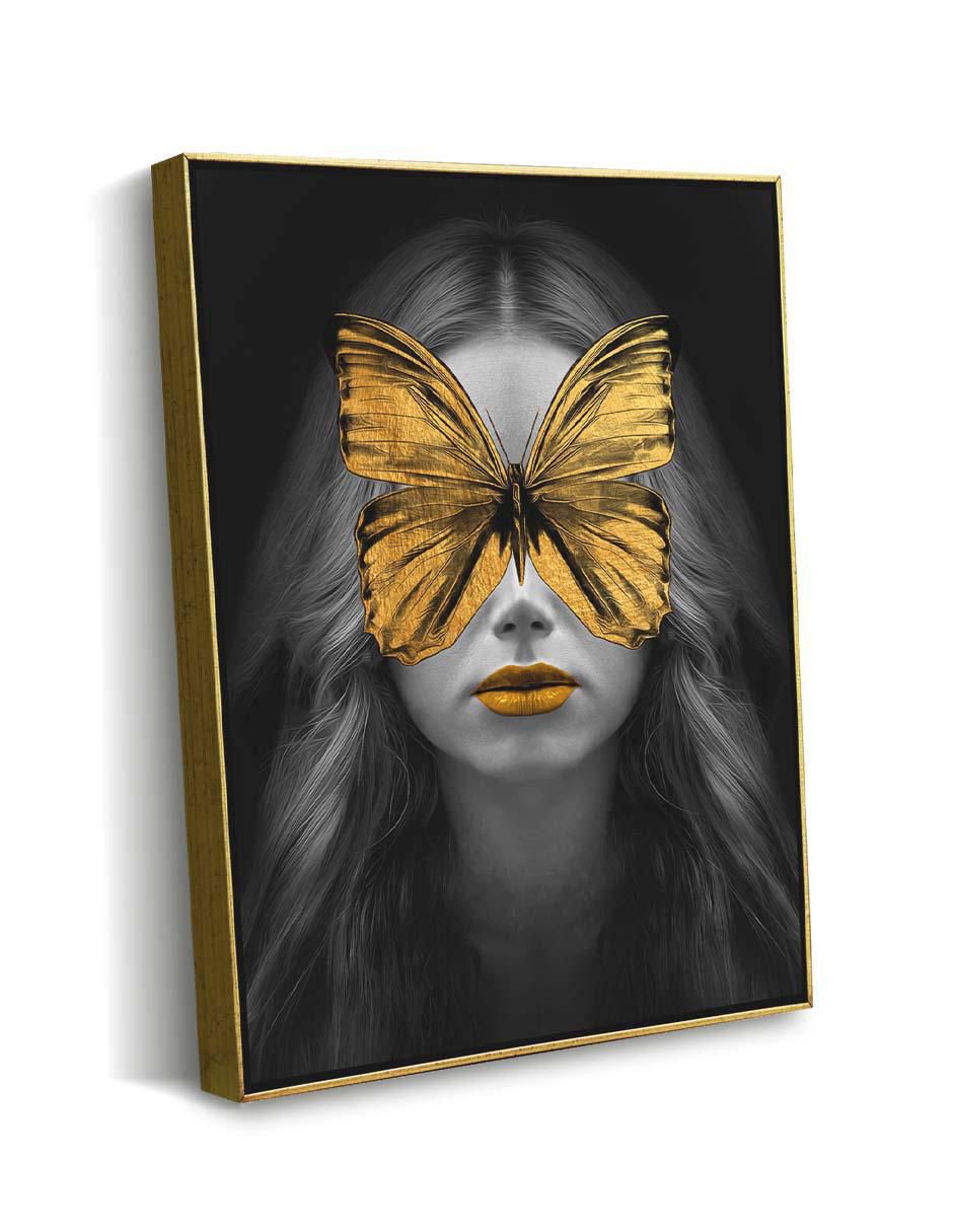 Cuadro decorativo Mujer mariposa dorada con barniz a registro 7