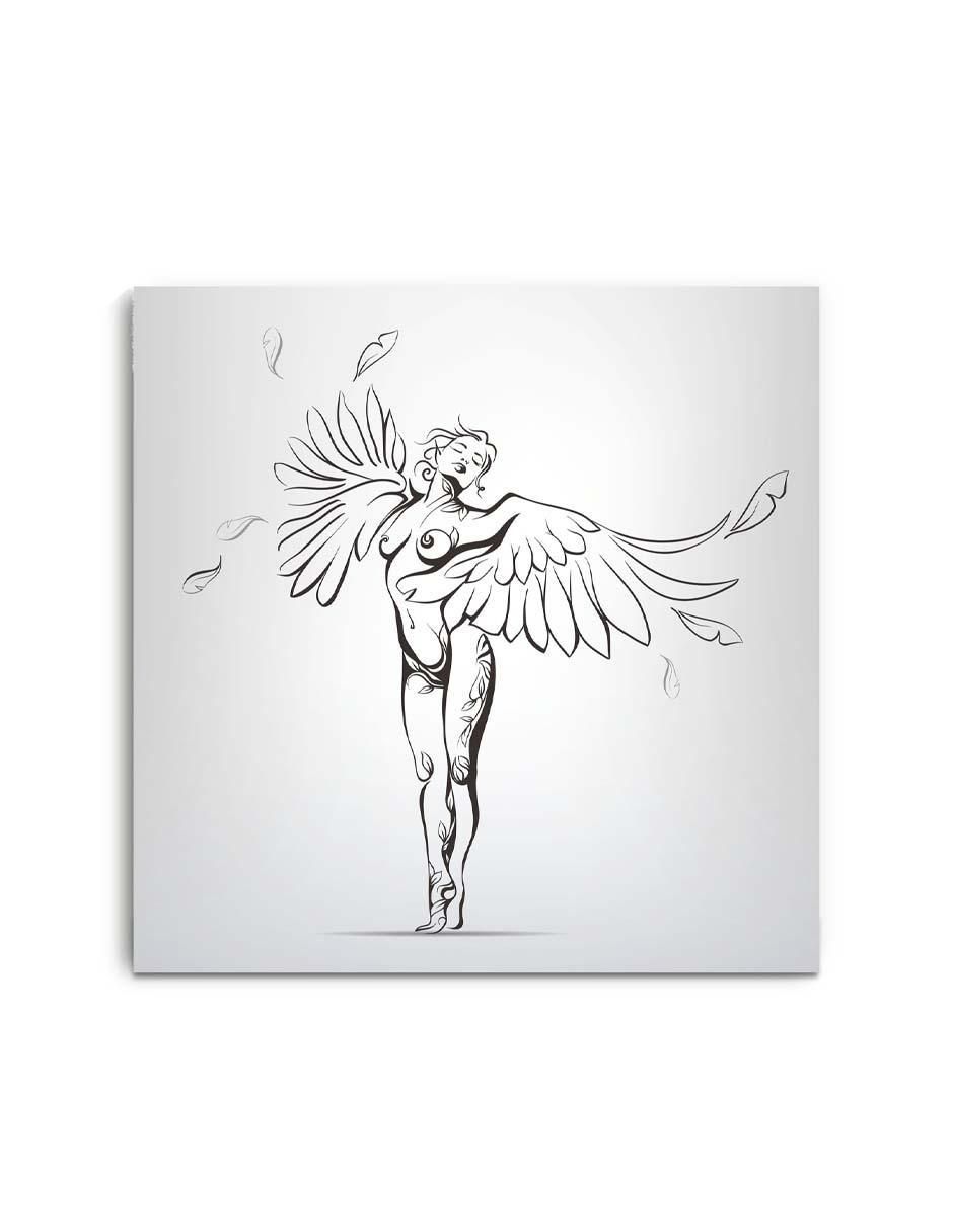 Cuadro decorativo Canvas Art Mujer desnuda con alas de ángel con barniz a registro