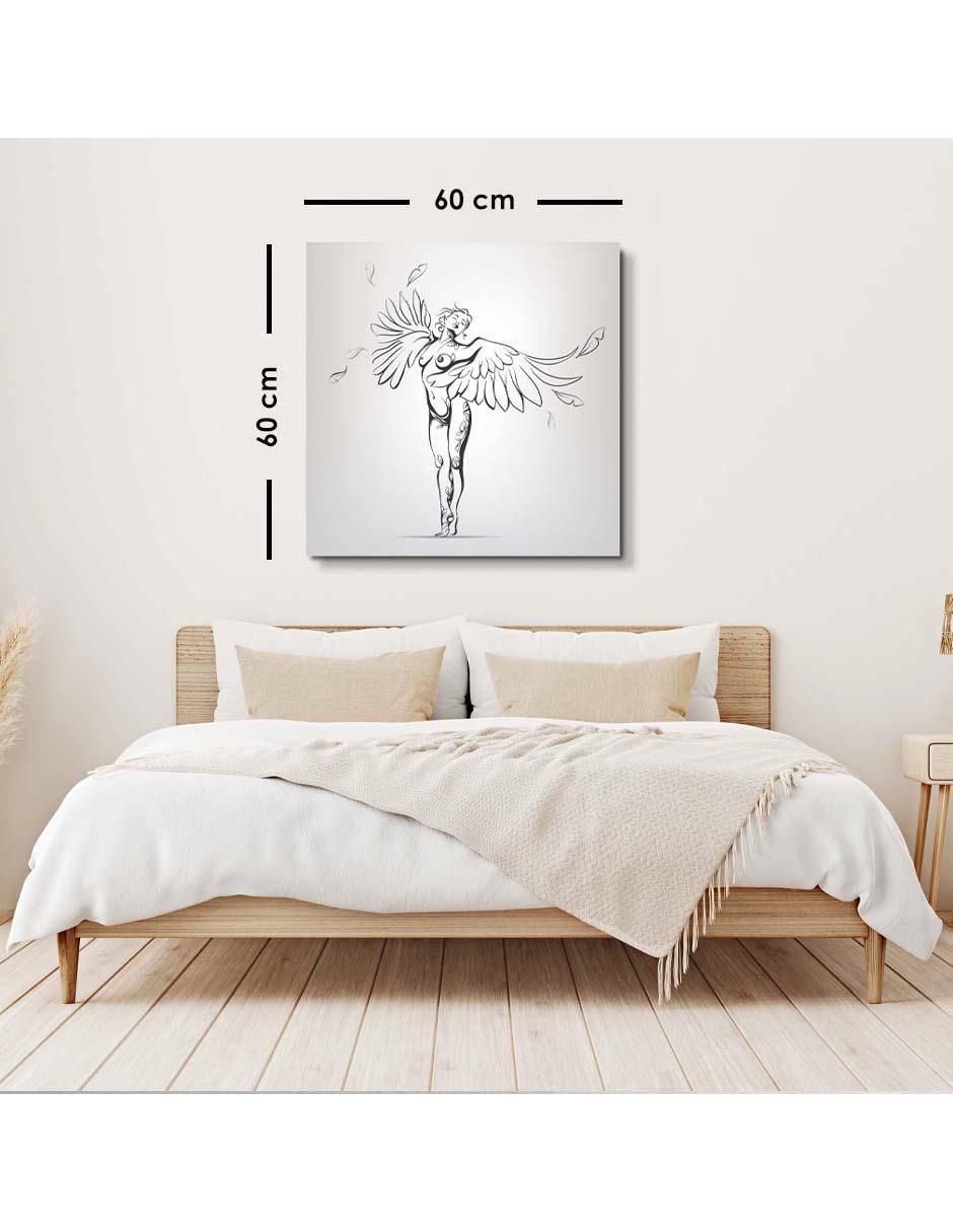 Cuadro decorativo Canvas Art Mujer desnuda con alas de ángel con barniz a registro