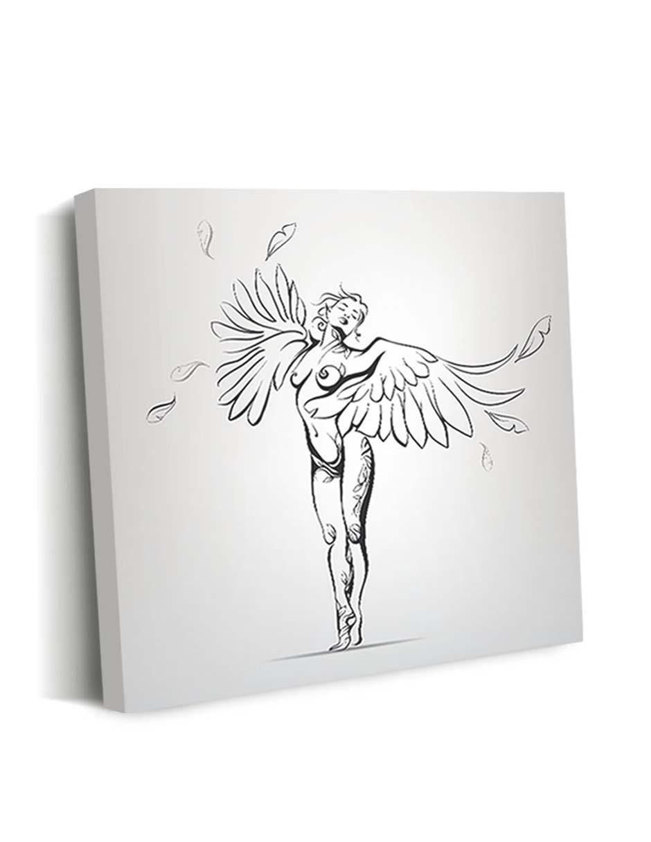 Cuadro decorativo Canvas Art Mujer desnuda con alas de ángel con barniz a registro