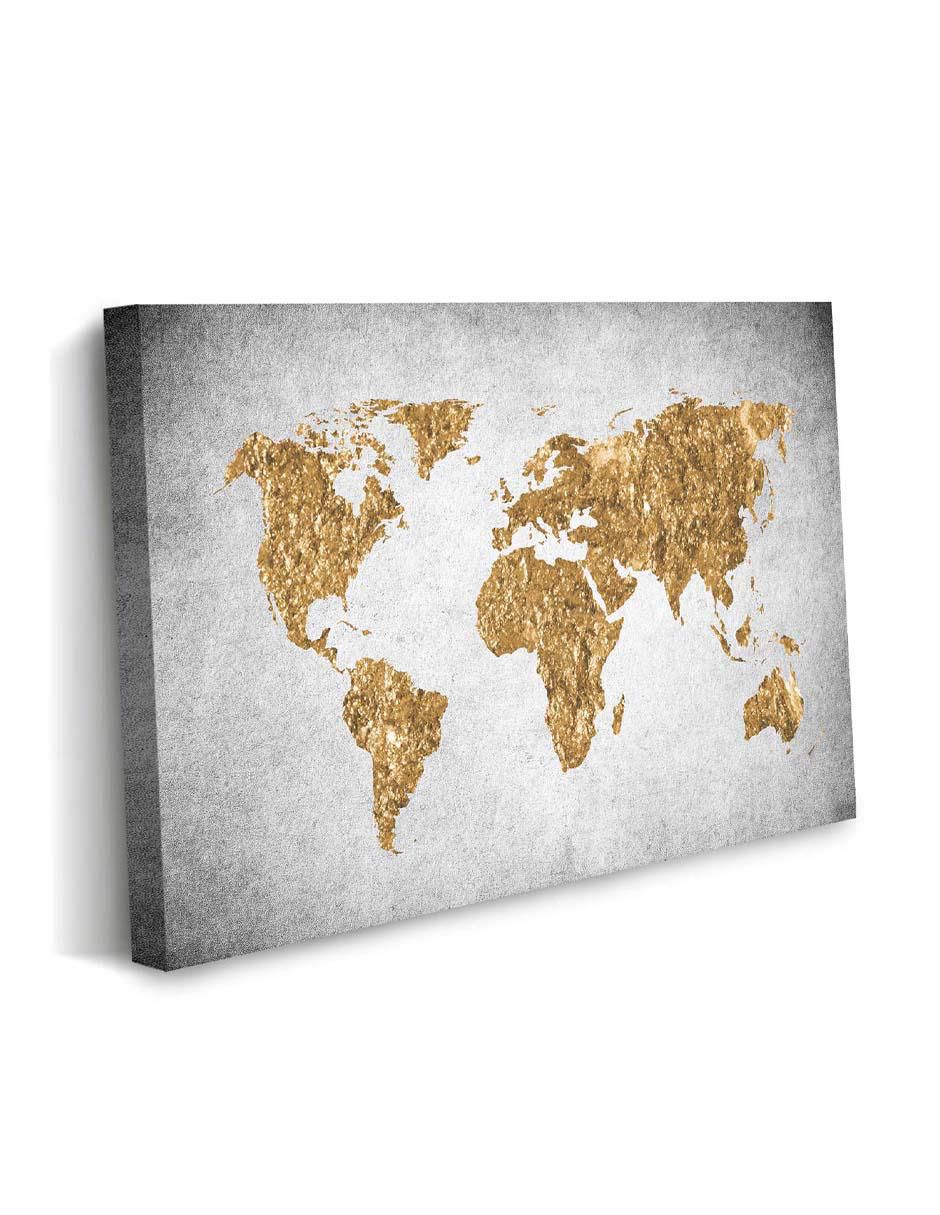Cuadro decorativo Vibrante mapa mundi con barniz a registro