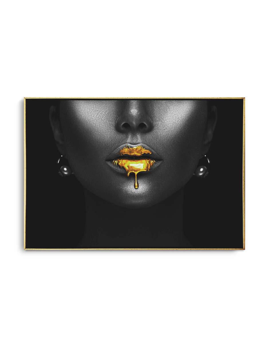 Cuadro decorativo Canvas Art Rostro con labios encendidos con barniz a registro