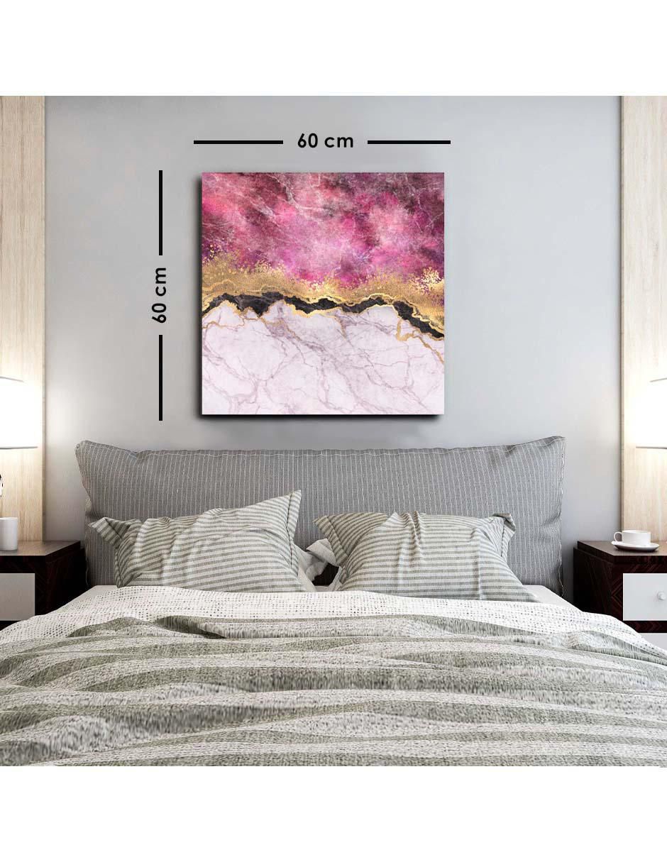 Cuadro decorativo Canvas Art Marmol rosa dividido con blanco con barniz a registro