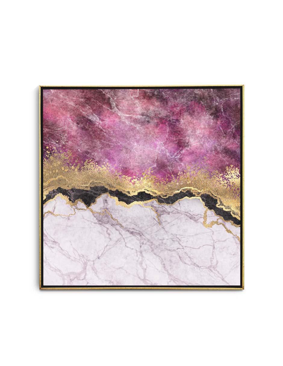 Cuadro decorativo Marmol rosa dividido con blanco con barniz a registro