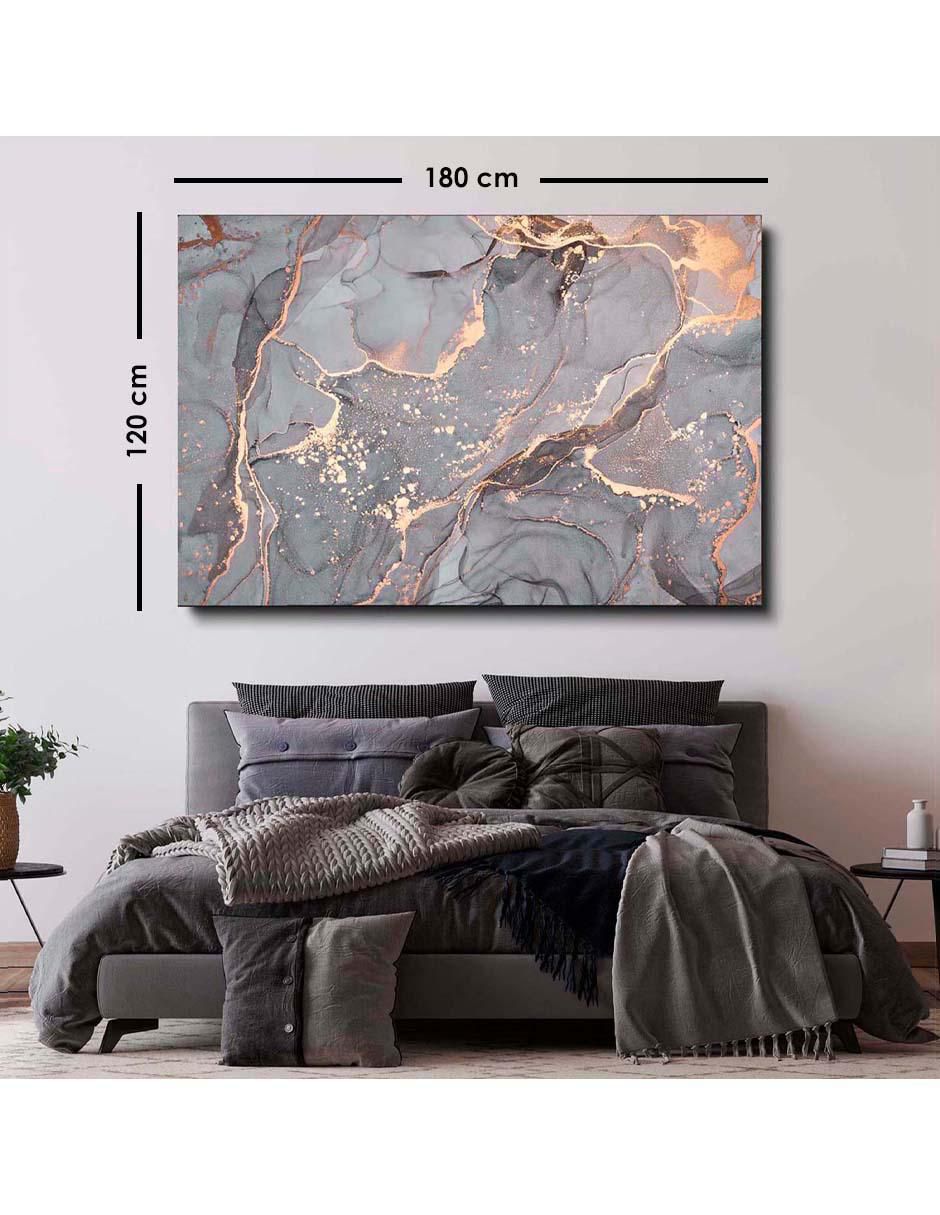Cuadro decorativo Canvas Art Mármol translucido tela gris con barniz a registro