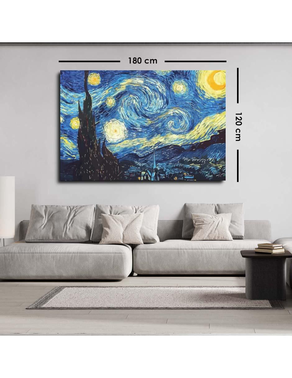 Cuadro decorativo Canvas Art Noche estrellada Van Gogh con barniz a registro
