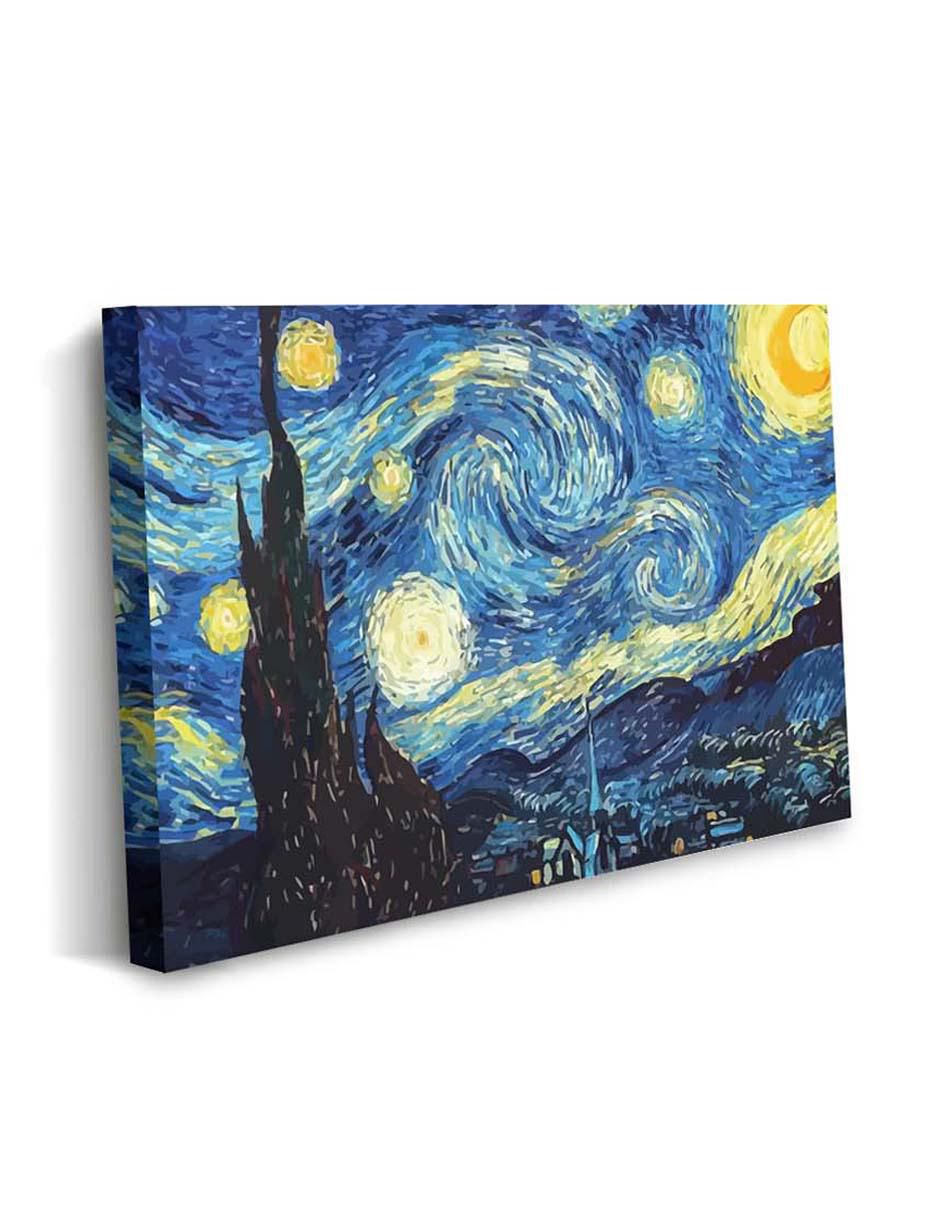 Cuadro decorativo Canvas Art Noche estrellada Van Gogh con barniz a registro