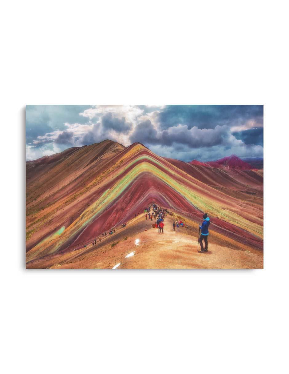 Cuadro decorativo Canvas Art Paisaje montañas de los siete colores con barniz a registro