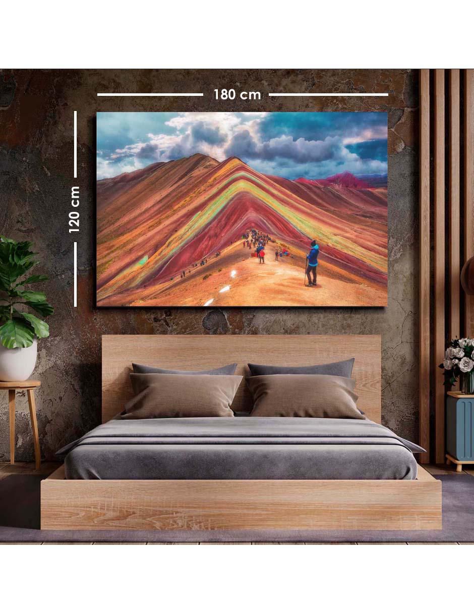 Cuadro decorativo Canvas Art Paisaje montañas de los siete colores con barniz a registro