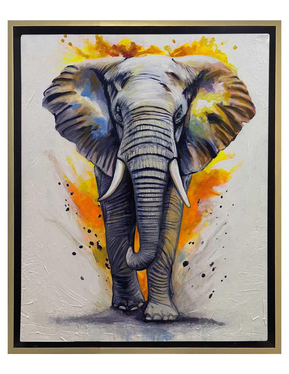 Pintura Run The World técnica acrílico Elefante Pintura Run The World técnica acrílico Elefante