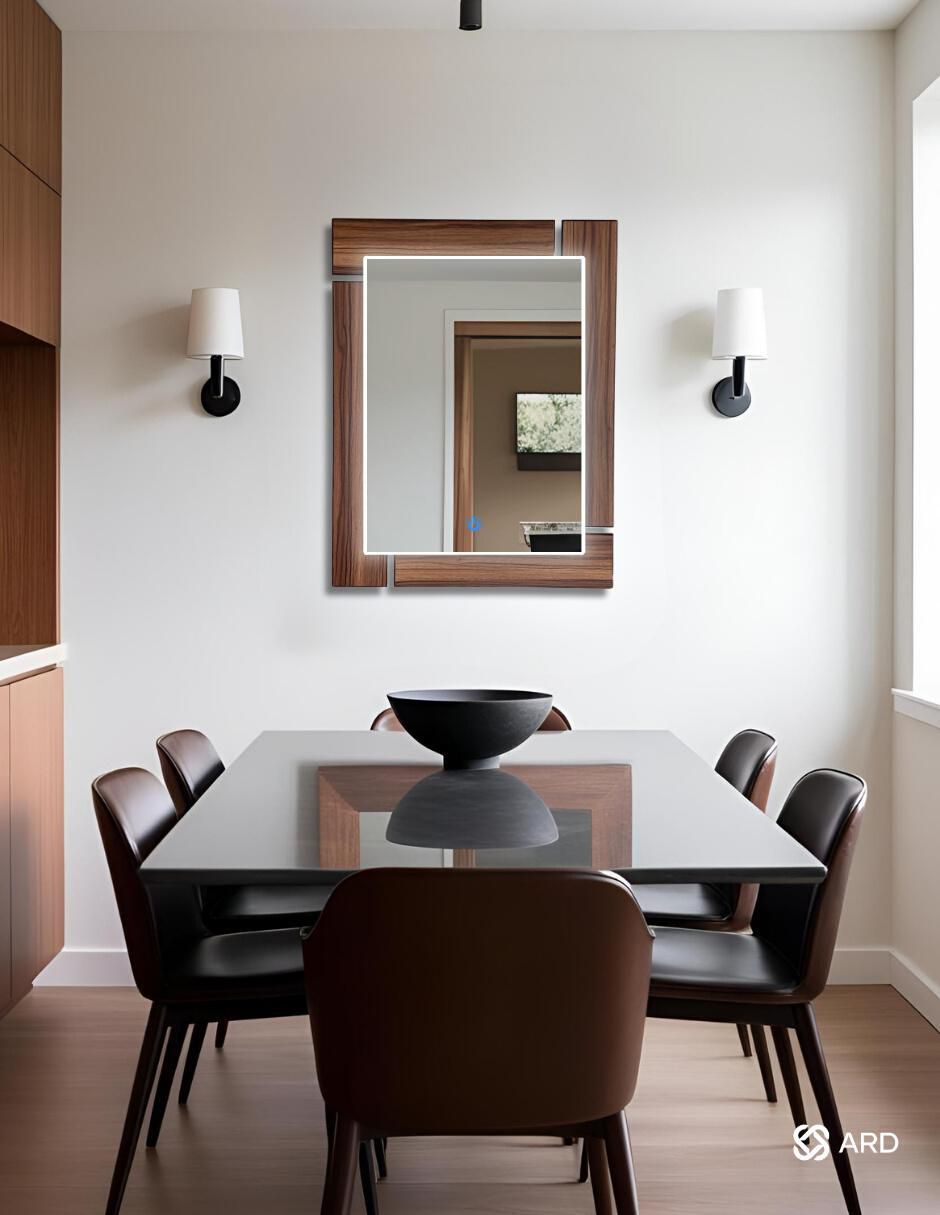 Espejo rectangular decorativo de pared con luz led luminous oak