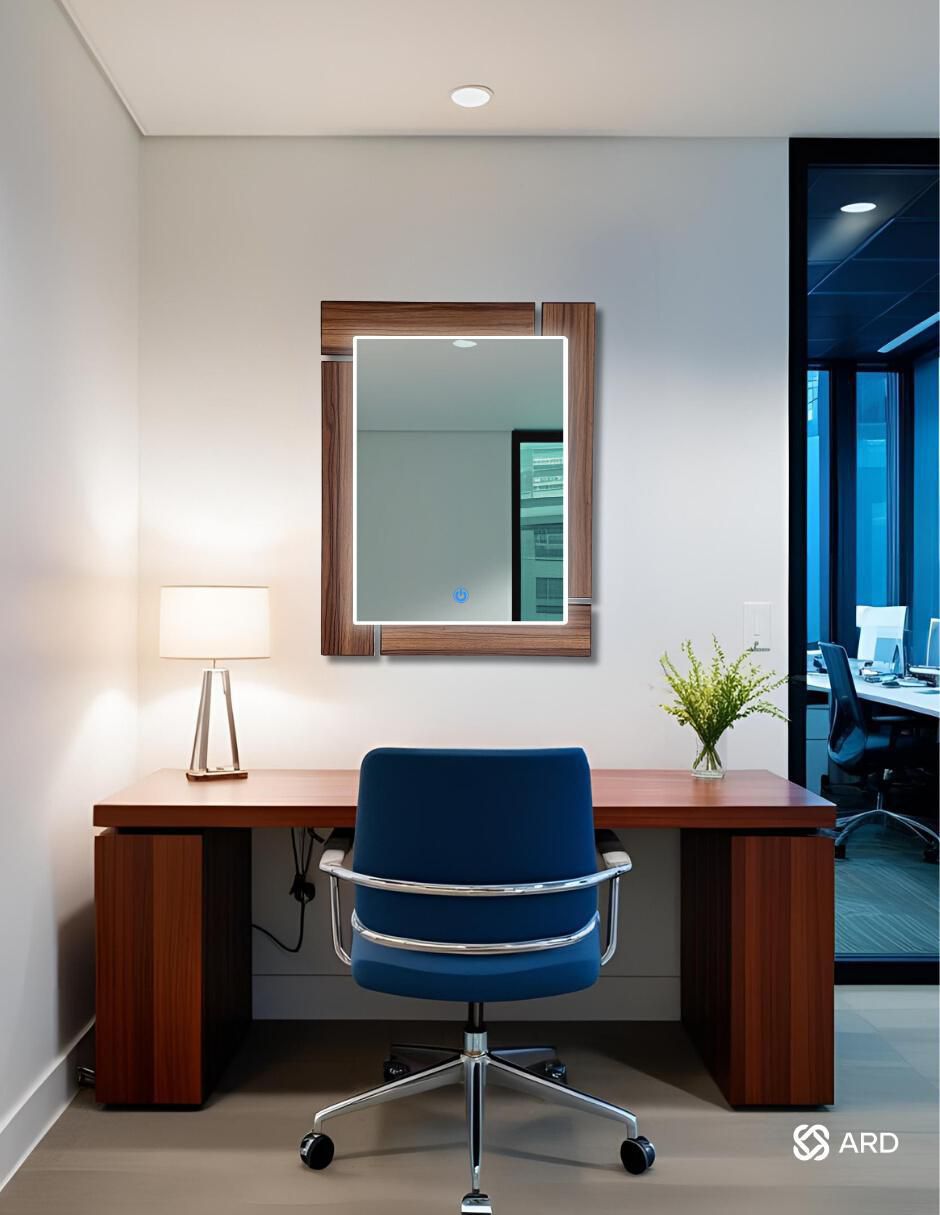 Espejo rectangular decorativo de pared con luz led luminous oak 7