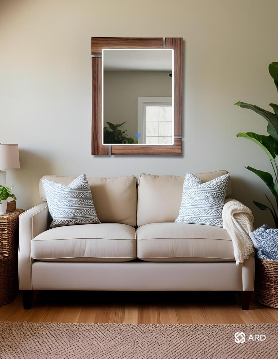 Espejo rectangular decorativo de pared con luz led luminous oak