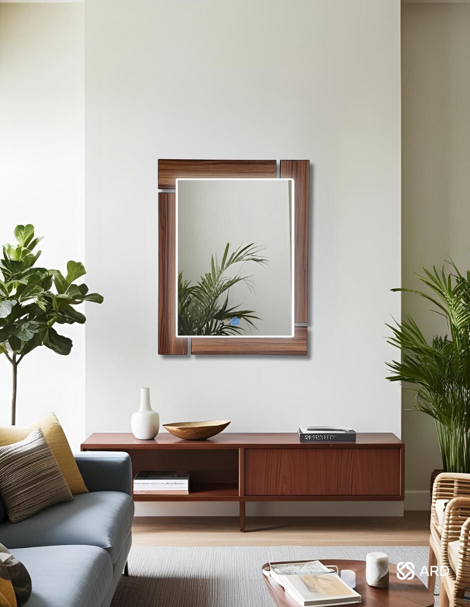 Espejo rectangular decorativo de pared con luz led luminous oak 5
