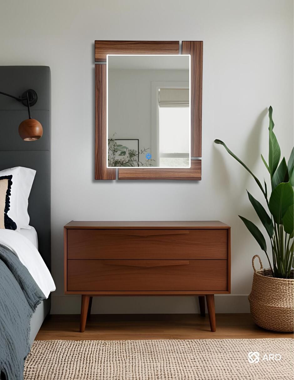 Espejo rectangular decorativo de pared con luz led luminous oak 6