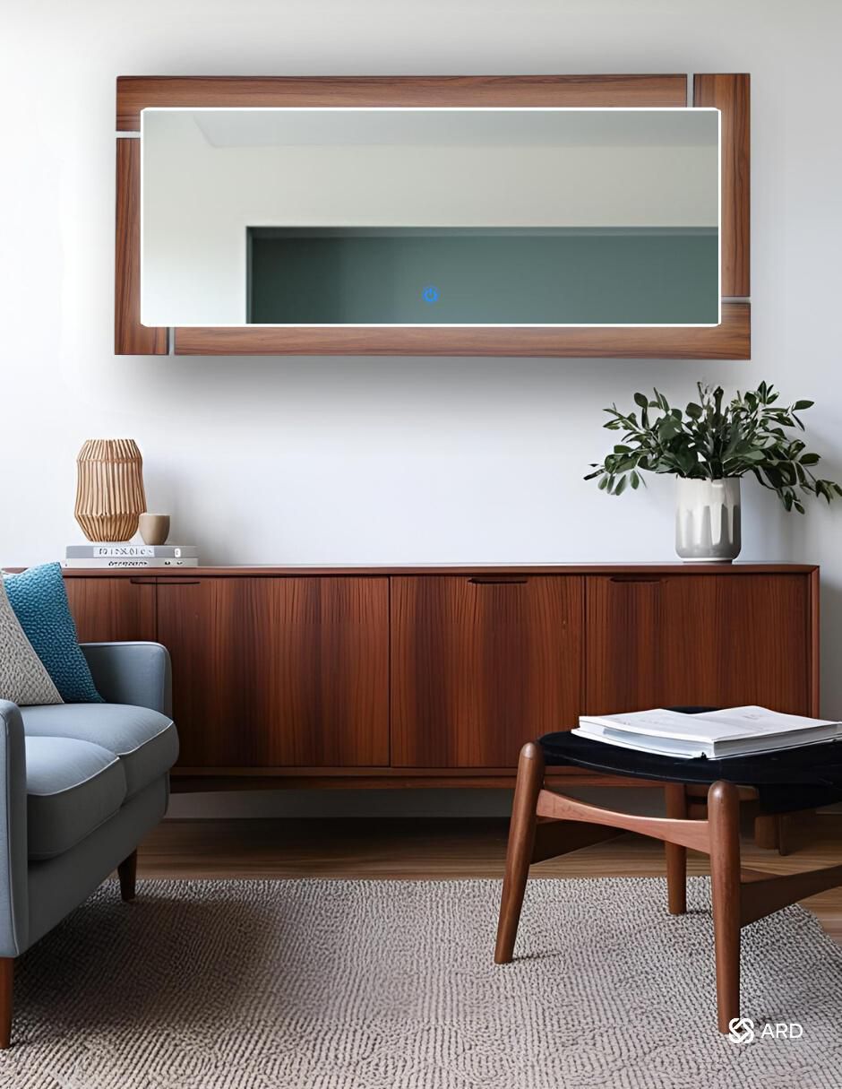 Espejo rectangular con luz led luminous oak