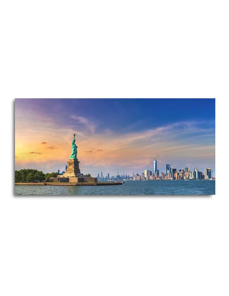 Cuadro decorativo Canvas Art Panorama estatua de la libertad con barniz a registro