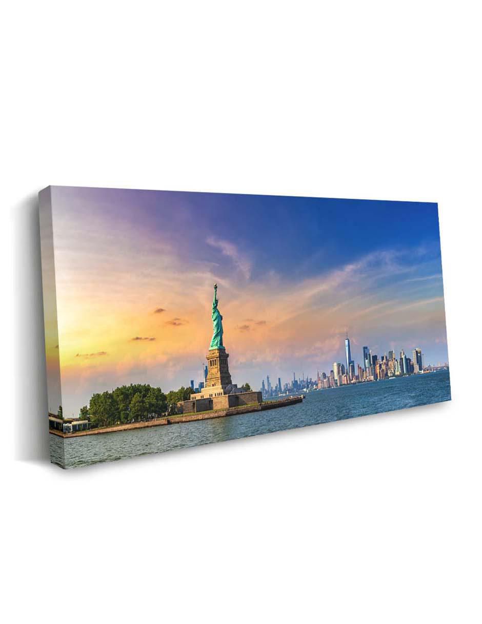Cuadro decorativo Canvas Art Panorama estatua de la libertad con barniz a registro