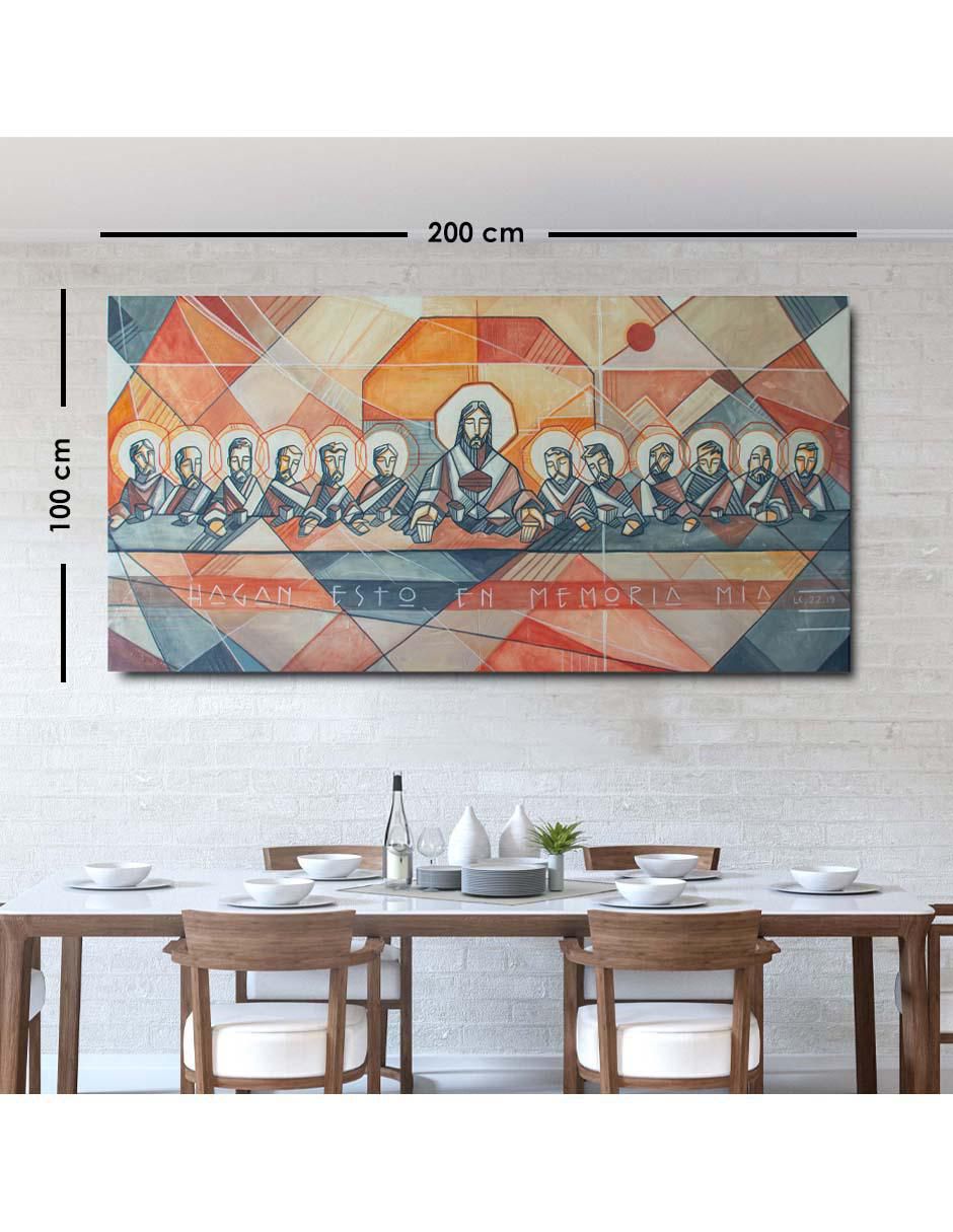 Cuadro decorativo Canvas Art Pintura de Jesucristo y sus discípulos con barniz a registro