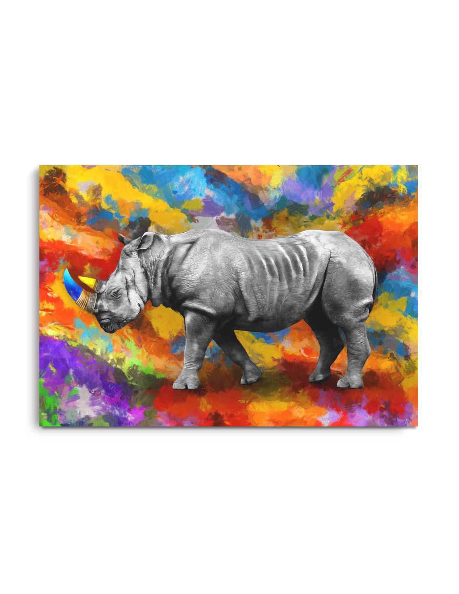 Cuadro decorativo Canvas Art Art pop rinoceronte con barniz a registro