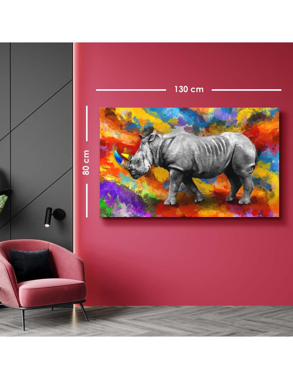 Cuadro decorativo Canvas Art Art pop rinoceronte con barniz a registro