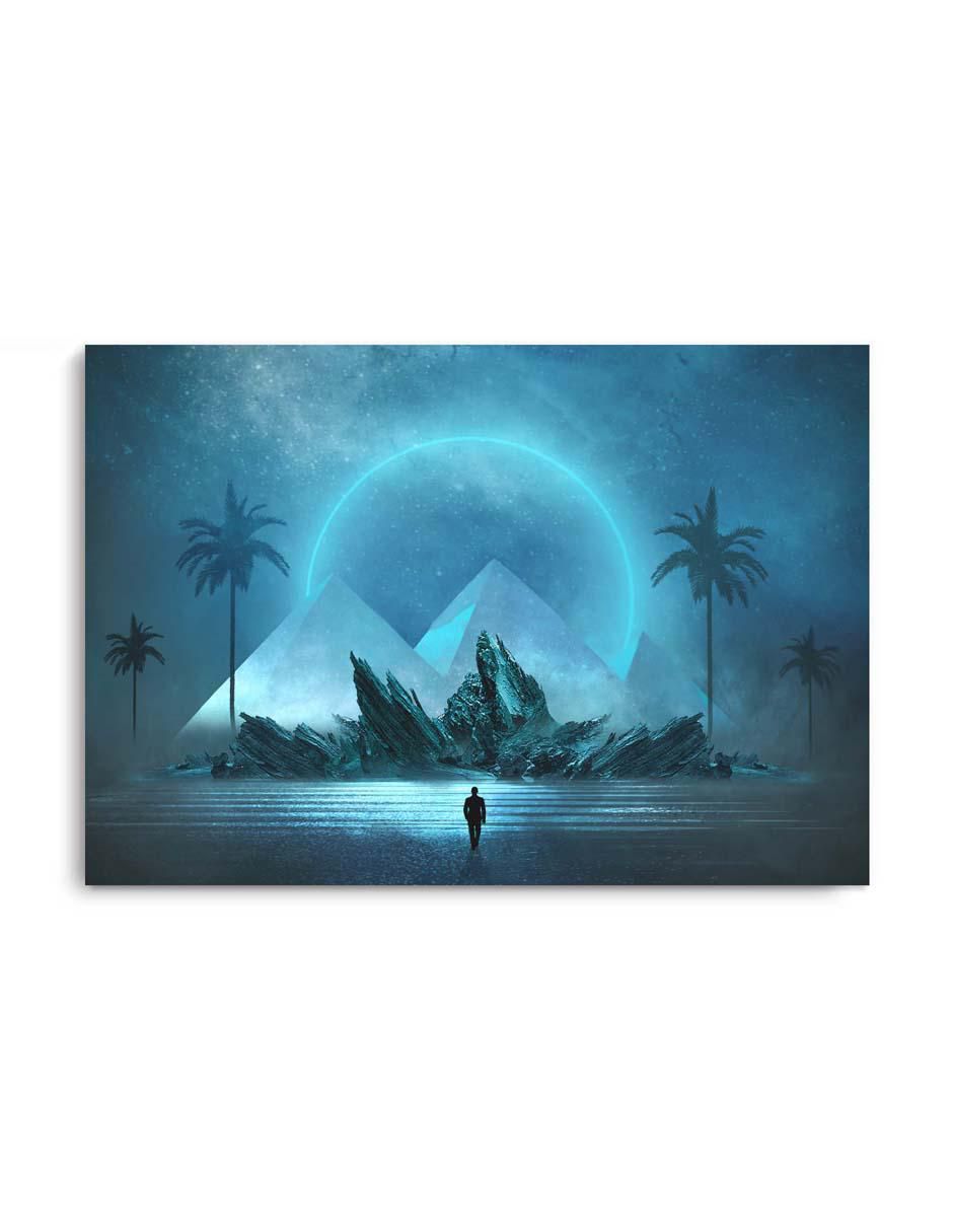 Cuadro decorativo Canvas Art Paisaje nocturno futurista con barniz a registro