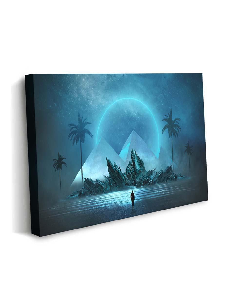 Cuadro decorativo Canvas Art Paisaje nocturno futurista con barniz a registro