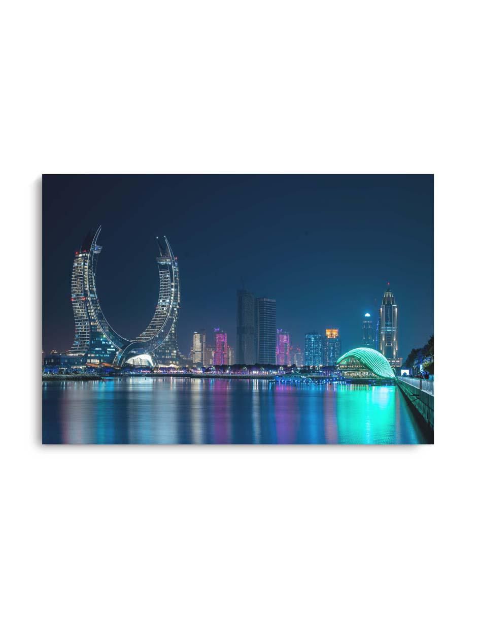 Cuadro decorativo Canvas Art Paisaje Qatar Torres con barniz a registro