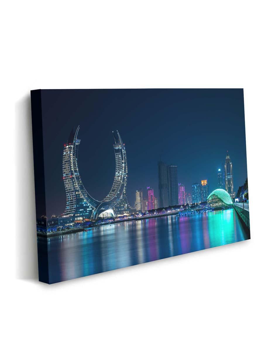 Cuadro decorativo Canvas Art Paisaje Qatar Torres con barniz a registro