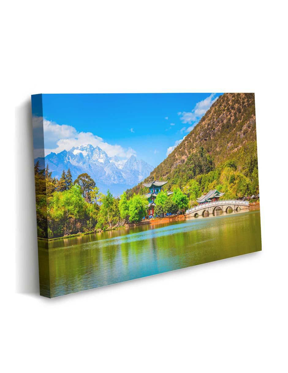 Cuadro decorativo Canvas Art Paisaje negro casco antiguo con barniz a registro