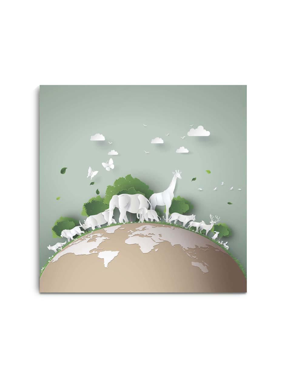 Cuadro decorativo Canvas Art Vida silvestre en el bosque con barniz a registro
