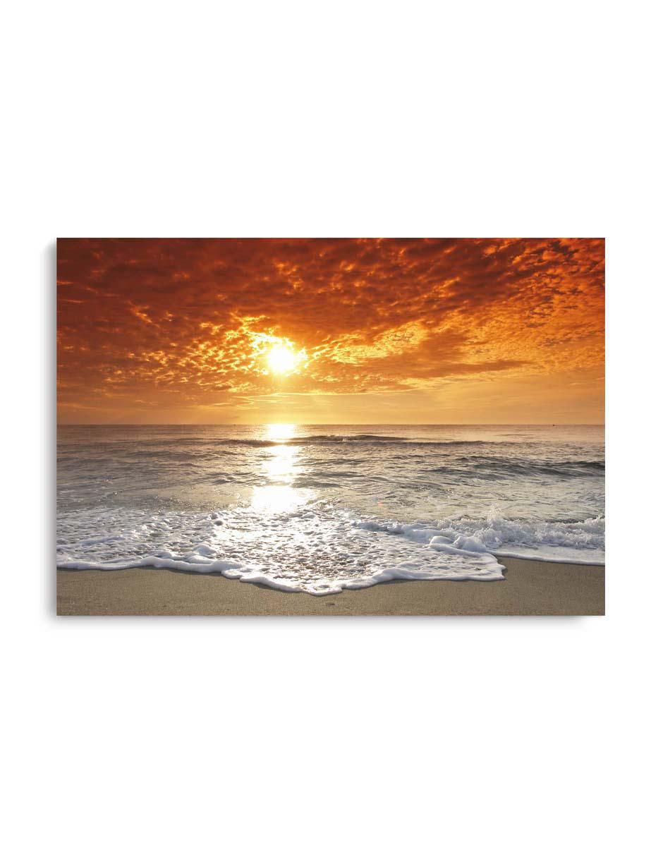 Cuadro decorativo Canvas Art Apuesta de sol en el mar con barniz a registro
