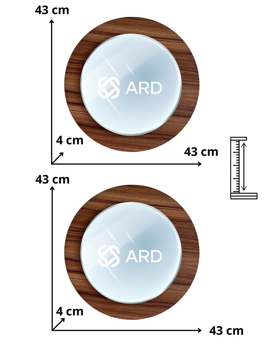 Espejo redondo decorativo de pared de madera glanz oak 7