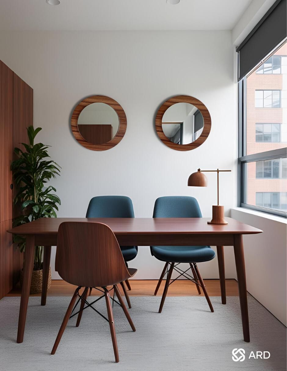 Espejo redondo decorativo de pared de madera glanz oak 6