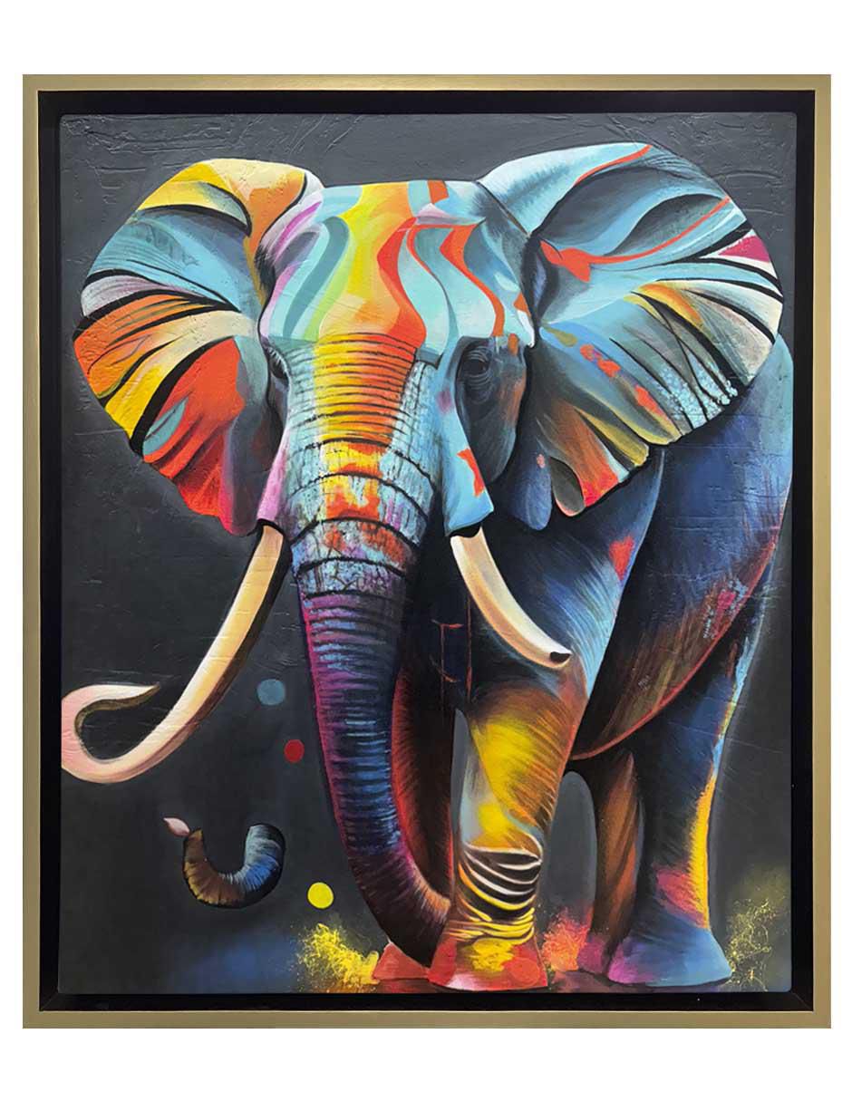 Pintura El Elefante De La Trompa Mágica técnica acrílico Animalart