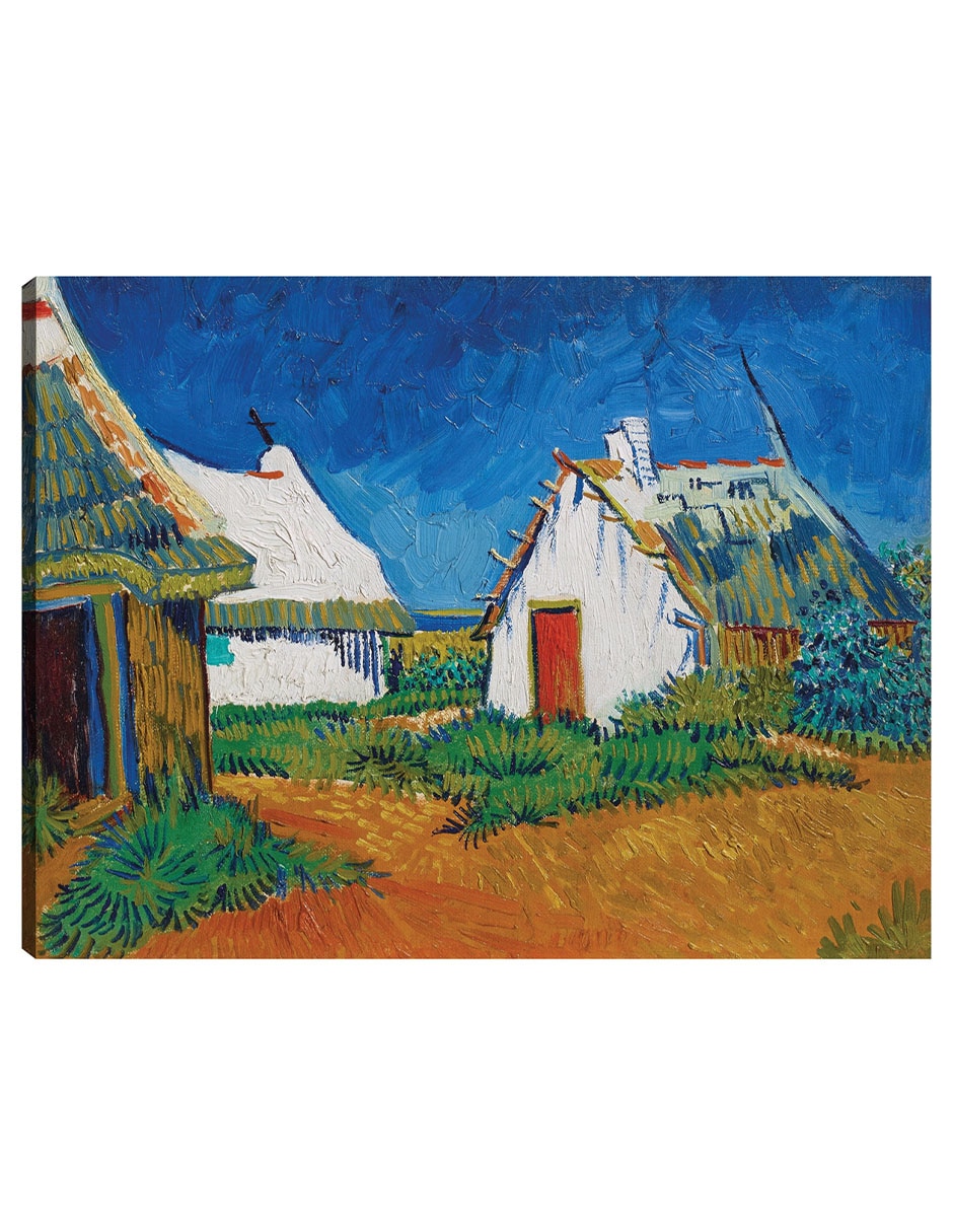 Cuadro decorativo Tres Cabañas Blancas En Saintes-Maries (1888) técnica mixta Campos