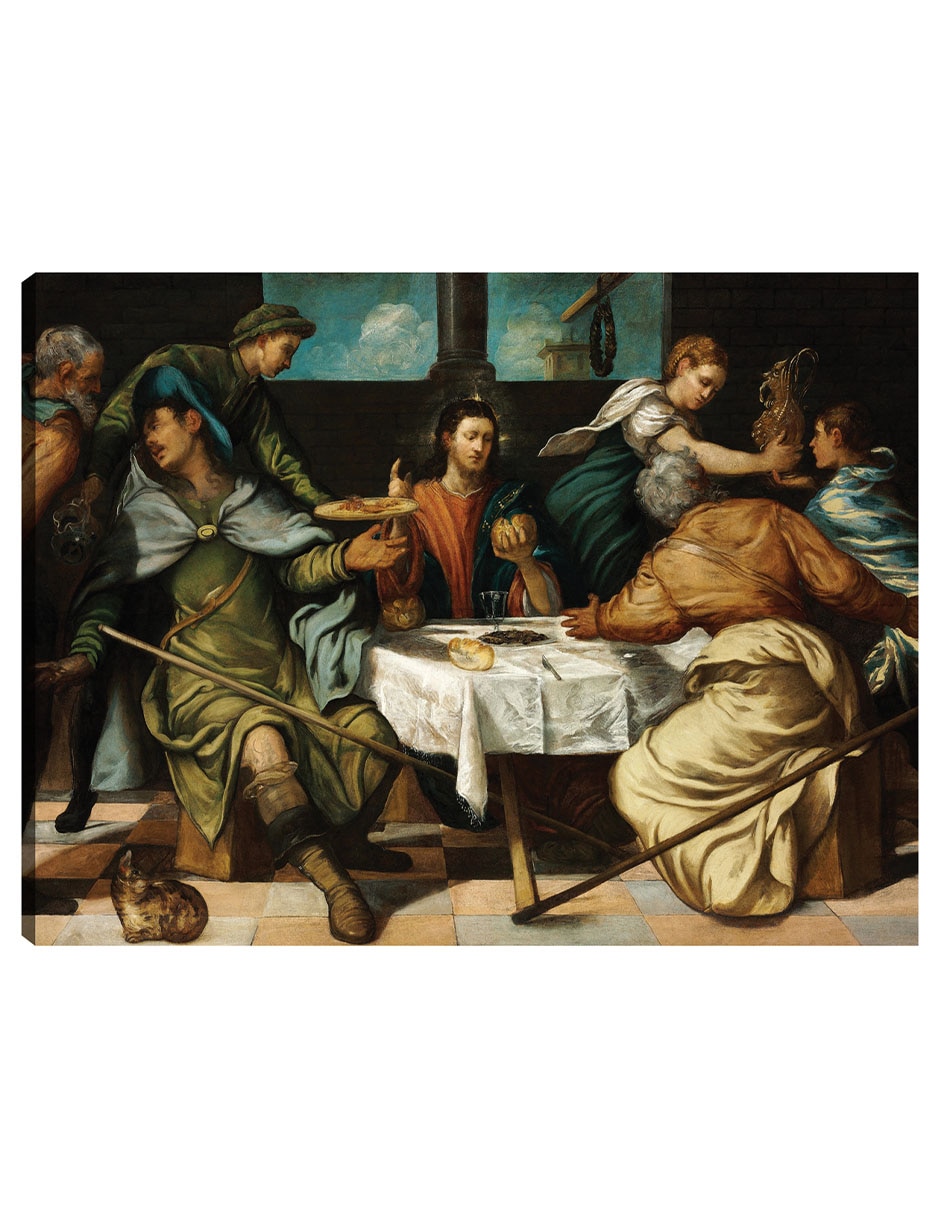Cuadro decorativo La Cena De Emaús (C.1542) técnica mixta Figuras Celestiales
