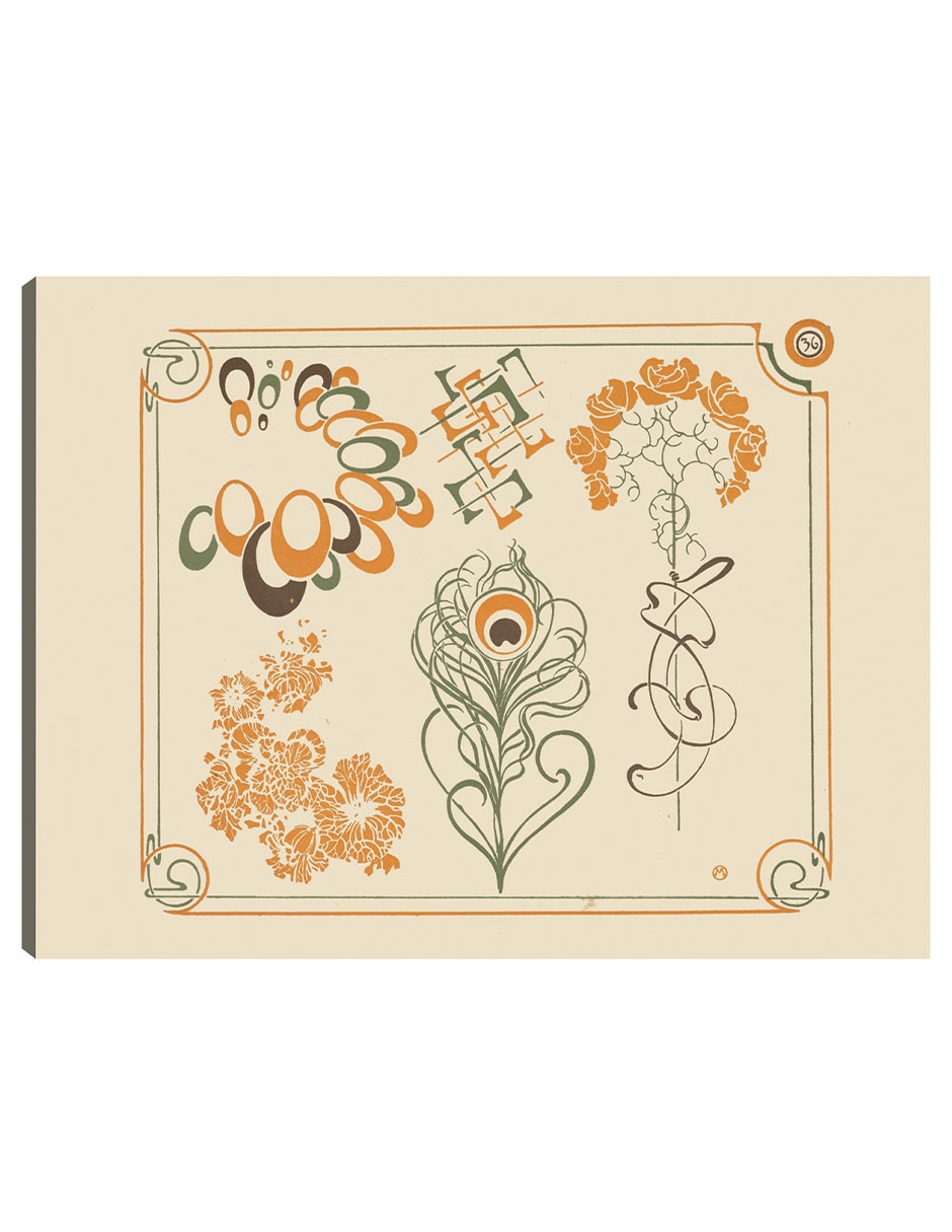Cuadro decorativo Diseño Abstracto A Base De Flores Y Formas Curvilíneas (1900) técnica mixta Formas Cuadro decorativo Diseño Abstracto A Base De Flores Y Formas Curvilíneas (1900) técnica mixta Formas